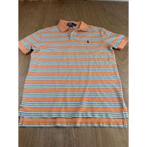 Polo Ralph Lauren Striped Polo Shirt L Orange Blue Green Classic Fit